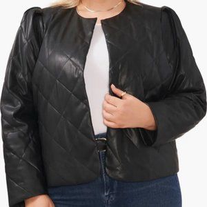 Vince Camuto - Quilted Faux Leather Jacket -Black- Size 3X